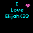 Pixelated cyan text reads "I Love Elijah<33" with a pink heart or starburst symbol above the 'Love' in different frames.