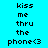 Pixelated text 'kiss me thru the phone<3' on cyan background with green highlight changes across three