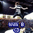Animated icon shows a figure in black pants and gray shirt performing martial arts poses against rocky terrain with text overlays changing between frames.