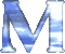 Blue and white stylized M letters arranged in three on a gray background, with visible pixelation