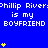 Blue background with repeated white text "Phillip Rivers is my BOYFRIEND" and yellow star icons scattered across the image.