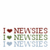 A static pixelated image displays three rows of text with heart symbols, each row in a different color: red, green, and blue.