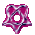 A 3-frame animated contact sheet showing a pink and white star-shaped icon with interwoven patterns that change across frames, displayed on a gray background.