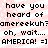 Pixelated text on a pink and white striped background with repeated phrases about America.