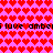 Pixelated red hearts on a pink background with repeated text "luve ambei" in black pixel font.