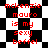 Red text on a black-and-white checkered background with animated distortion effects.