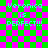 Pixelated text 'Veronica is PERFECT!!!' on a green and pink checkered background with lines visible in some frames