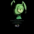 Green pixelated figure with two curved antennae-like appendages, standing on a dark base with a small white and gray detail at the bottom.