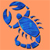 Static pixelated icon of a blue scorpion on an orange background with no visible text or additional elements.