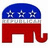 Red elephant with blue top and white stars, next to black text reading RUDY GIULIANI 2008 on a white background.