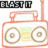Two side-by-side pixelated boombox icons with 'ELASTIT' text above each, showing slight color variation between frames.