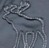 Pixelated grayscale icon of a stylized figure with flowing hair or motion trails against a solid gray background, rendered in low-resolution dithering style.