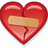 A red broken heart with a beige bandage across the crack, accompanied by pixelated text reading 'It was all a ...lie' in black letters on white background.