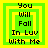 Four identical pixel-art display "You Will Fall In Luv With Me" text in black on green with yellow borders, arranged in a