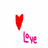 Red heart icon with black diagonal line, pink 'love' text below; blue 'Scratch' text appears in center.