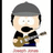 Pixelated character with gray beanie, black mustache, and brown guitar against white background.