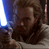 Pixelated static image of a character with brown hair holding a blue lightsaber against a dark background, likely from Star Wars media.