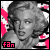 identical grayscale images showing a woman with blonde hair against a red and white striped background, each labeled "fan" in pink text