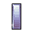 A vertical pixelated graphic with a black border, featuring a gradient of light to dark purple squares transitioning into a white checkered pattern at the top.
