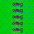 Green background with blue dots and repeated dark purple 'omg' text in two