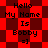 Red and dark red pixelated background with repeating text "Hello My Name Is Bobby =]" in black block letters.