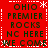 Red background with dark green text repeating 'OHIO PREMIER ROCKS NC HERE WE COME' in a pattern, white snowflake and dashed line borders