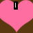 Pixelated pink hearts on brown background with text elements; one heart has 'I', another 'Love', and a third 'Phillip' in black outlined white font.