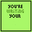A 4x4 contact sheet of animated frames showing the gradual appearance of text on a bright green background, with each frame displaying more visible handwritten-style text below "YOU'RE WRITING YOUR".