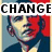 A four- of a stylized portrait with red and blue color scheme, featuring text overlays reading "CHANGEHAS" and "COME"
