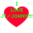 Four identical red heart-shaped icons with green text reading "I LOVE JT/JOHNN!!!" arranged in a on white background