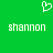 Green background with white pixelated heart symbol above two instances of the name 'shannon' in lowercase letters.
