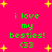 Bright pink background with yellow starbursts and green text reading 'i love my besties! <33' in pixelated style.