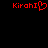 Red pixelated text 'KirahI' with a heart symbol replacing the second 'I', displayed on black background.