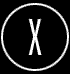 Circular icon with white X over black background, transitioning through multiple animated backgrounds including blue, purple, and grayscale scenes.