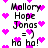 Pixelated text and pink hearts on white background, with repeated name and smiley face in animated sequence.