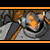 Pixelated animated sequence showing mechanical figures with orange glowing elements and repeated 'Linkin Park' text in distorted styles.