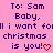 Pixelated text on pink background reads 'To: Sam Baby, I want for christmas is you!' with red heart symbol repeated three times horizontally.