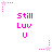 Pixelated pink text "Still Luv U" appears in two with pink star and dotted line corner decorations on a white background