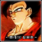 Pixelated character with dark hair and orange clothing, shown in profile with a stern expression against a red background.