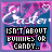 Pixelated icon with pink and blue background, white text reading "ISN'T ABOUT BUNNIES OR CANDY..." and "IT'S ABOUT THE RESURRECTION OF OUR SAVIOR," small heart symbols in corners.