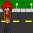 Pixelated animation of a figure in red outfit dancing on a road with green grass and streetlights, text overlays reading 'real dancers aren't afraid to shake it'.