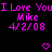 A static digital image displays repeated pink text and heart symbols on a black background with partial gray overlay.