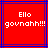 Red background with blue lines, white pixelated text reading 'Ello govnahh!!!' in two