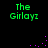 Green text 'The Girlayz' appears in four positions on a black background with scattered purple dots.