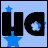 A 3x2 contact sheet of six animated frames from a pixel art buddy icon featuring blue star background, black text, and a cartoon character with brown hair.