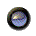 Circular icon with black border and blue gradient background showing a small white object with a yellow highlight, animated with white sparkles appearing and fading across the
