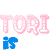 Pixelated text in pink and blue on white background, with 'TORITORI' repeated twice above 'is a SEXY BEAST' phrase.