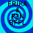 Four identical blue and cyan spiral-patterned icons with black text reading 'ERIKA & R3N BFFL' arranged in a