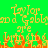 Green background with yellow text reading 'Taylor and a Gaggle of Girls' repeated in multiple , orange flame-like shapes at the bottom