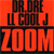 A static image with bold orange text on a dark background, displaying 'DR. DRE', 'ULTRAMAN', and 'ZOOM' in stacked lines.